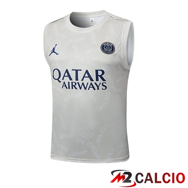 Maglie Calcio Personalizzate,Tute Calcio Squadre,Maglia Nazionale Italiana Calcio | Canotta Allenamento Jordan Paris PSG Grigio 2025/2026
