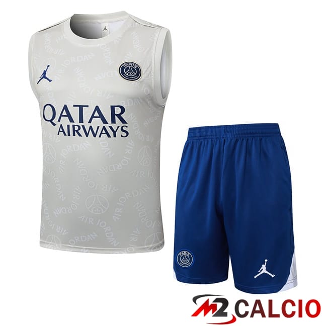 Maglie Calcio Personalizzate,Tute Calcio Squadre,Maglia Nazionale Italiana Calcio | Canotta Allenamento Jordan Paris PSG + Pantaloncini Grigio 2025/2026