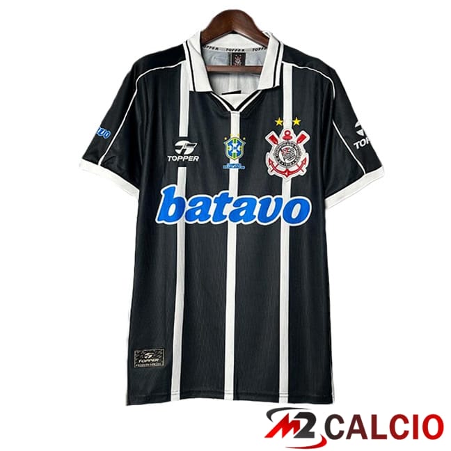 Maglie Calcio Personalizzate,Tute Calcio Squadre,Maglia Nazionale Italiana Calcio | Maglie Calcio Corinthians Retro Seconda Nero Bianco 1999-2000