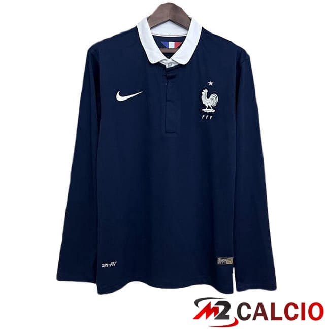Maglie Calcio Personalizzate,Tute Calcio Squadre,Maglia Nazionale Italiana Calcio | Maglie Calcio Francia Retro Prima Manica Lunga Blu Reale 2014