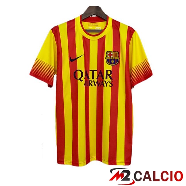 Maglie Calcio Personalizzate,Tute Calcio Squadre,Maglia Nazionale Italiana Calcio | Maglie Calcio FC Barcellona Retro Seconda Giallo Rosso 2013-2014