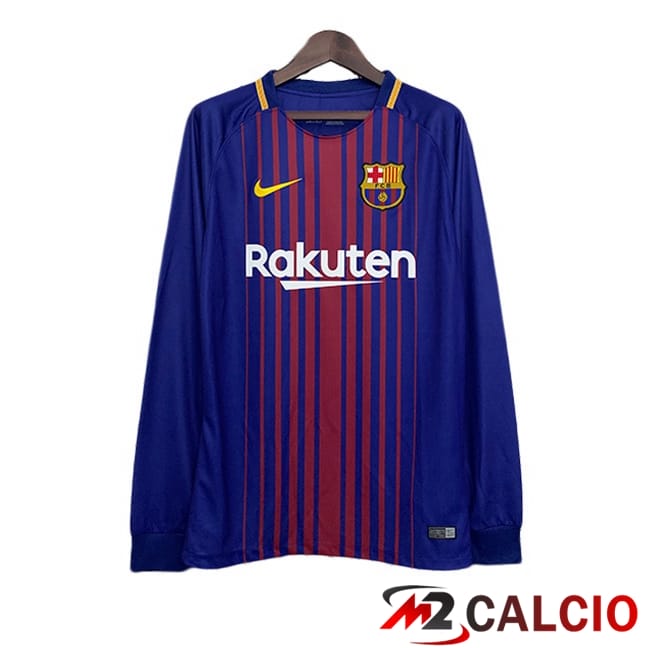 Maglie Calcio Personalizzate,Tute Calcio Squadre,Maglia Nazionale Italiana Calcio | Maglie Calcio FC Barcellona Retro Prima Manica Lunga Blu Rosso 2017-2018