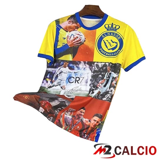 Maglie Calcio Personalizzate,Tute Calcio Squadre,Maglia Nazionale Italiana Calcio | Maglie Calcio Al-Nassr Ronaldo Commemorative Edizione Giallo 2025/2026