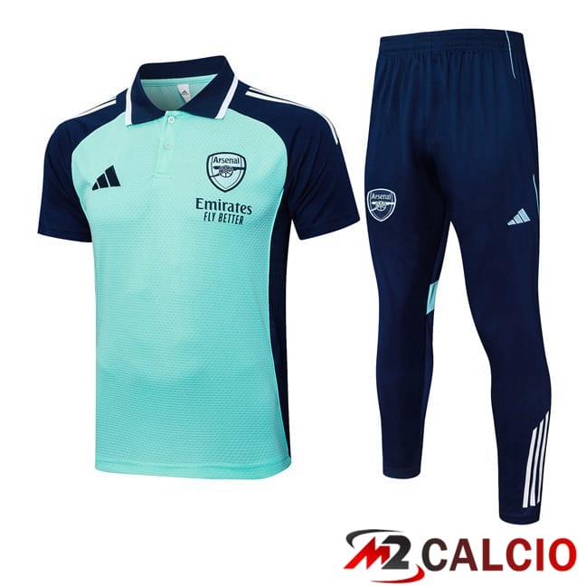 Maglie Calcio Personalizzate,Tute Calcio Squadre,Maglia Nazionale Italiana Calcio | Insieme Polo Arsenal + Pantaloni Verde 2025/2026