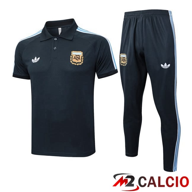 Maglie Calcio Personalizzate,Tute Calcio Squadre,Maglia Nazionale Italiana Calcio | Insieme Polo Argentina + Pantaloni Grigio 2025/2026