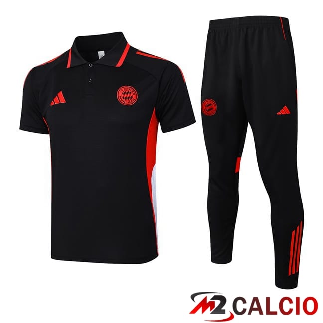 Maglie Calcio Personalizzate,Tute Calcio Squadre,Maglia Nazionale Italiana Calcio | Insieme Polo Bayern Monaco + Pantaloni Nero 2025/2026