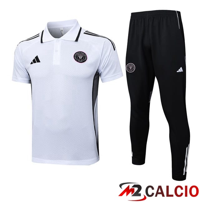 Maglie Calcio Personalizzate,Tute Calcio Squadre,Maglia Nazionale Italiana Calcio | Insieme Polo Inter Miami CF + Pantaloni Bianco 2025/2026