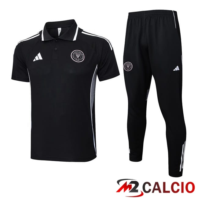 Maglie Calcio Personalizzate,Tute Calcio Squadre,Maglia Nazionale Italiana Calcio | Insieme Polo Inter Miami CF + Pantaloni Nero 2025/2026