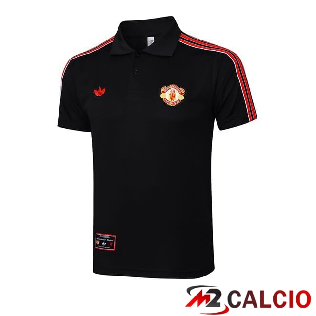 Maglie Calcio Personalizzate,Tute Calcio Squadre,Maglia Nazionale Italiana Calcio | Maglia Polo Manchester United Nero 2025/2026