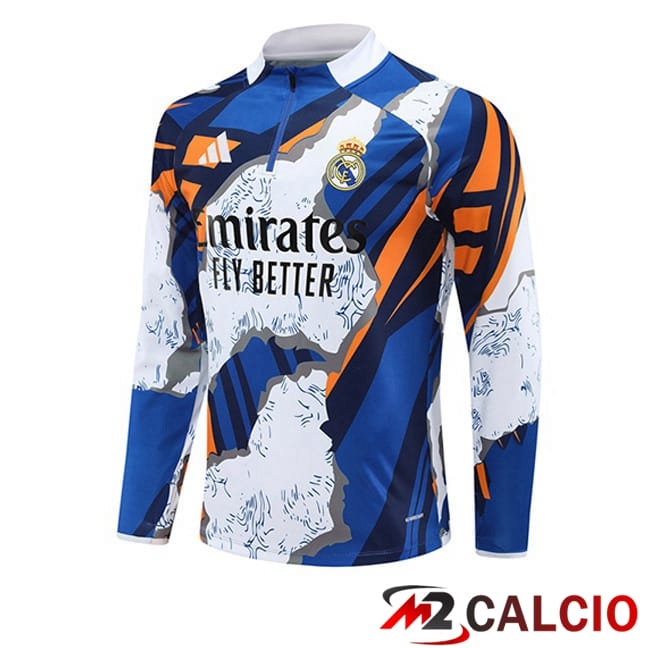 Maglie Calcio Personalizzate,Tute Calcio Squadre,Maglia Nazionale Italiana Calcio | Felpa Allenamento Real Madrid Blu Bianco 2025/2026