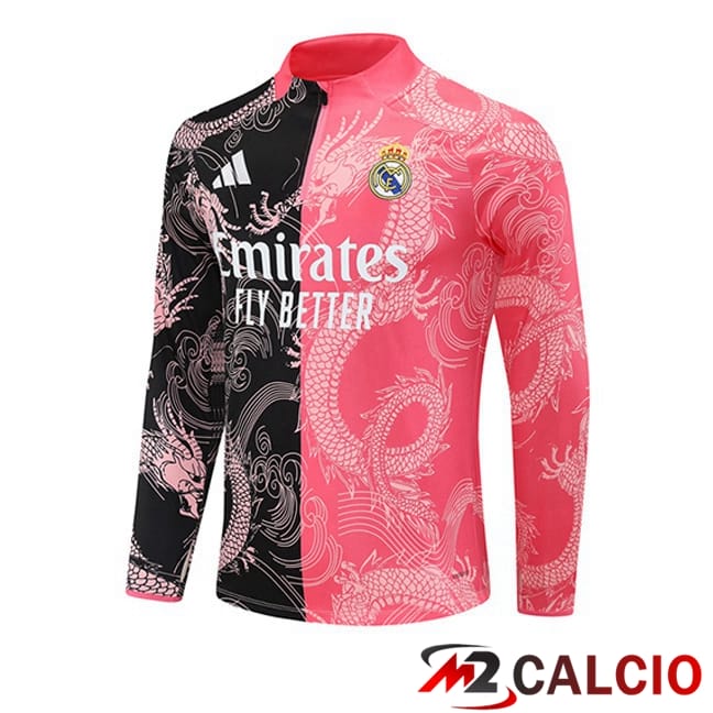 Maglie Calcio Personalizzate,Tute Calcio Squadre,Maglia Nazionale Italiana Calcio | Felpa Allenamento Real Madrid Rosa Nero 2025/2026