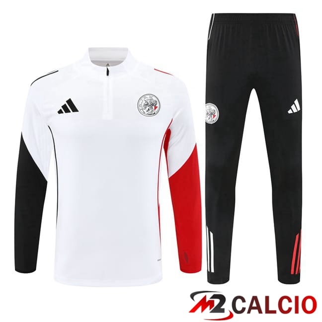 Maglie Calcio Personalizzate,Tute Calcio Squadre,Maglia Nazionale Italiana Calcio | Insieme Tuta Calcio AFC Ajax Bianco 2025/2026