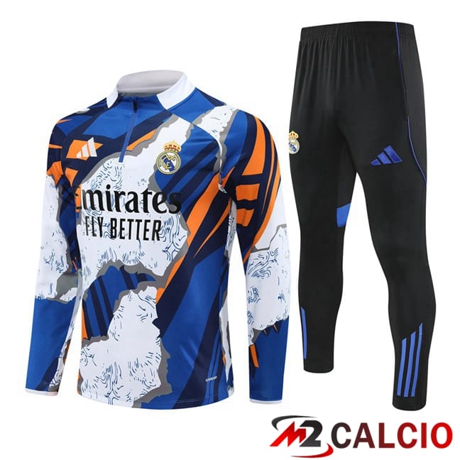 Maglie Calcio Personalizzate,Tute Calcio Squadre,Maglia Nazionale Italiana Calcio | Insieme Tuta Calcio Real Madrid Blu Bianco 2025/2026