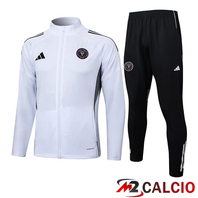 Maglie Calcio Personalizzate,Tute Calcio Squadre,Maglia Nazionale Italiana Calcio | Insieme Tuta Calcio - Giacca Inter Miami CF Bianco 2025/2026