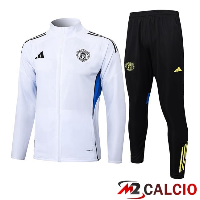 Maglie Calcio Personalizzate,Tute Calcio Squadre,Maglia Nazionale Italiana Calcio | Insieme Tuta Calcio - Giacca Manchester United Bianco 2025/2026