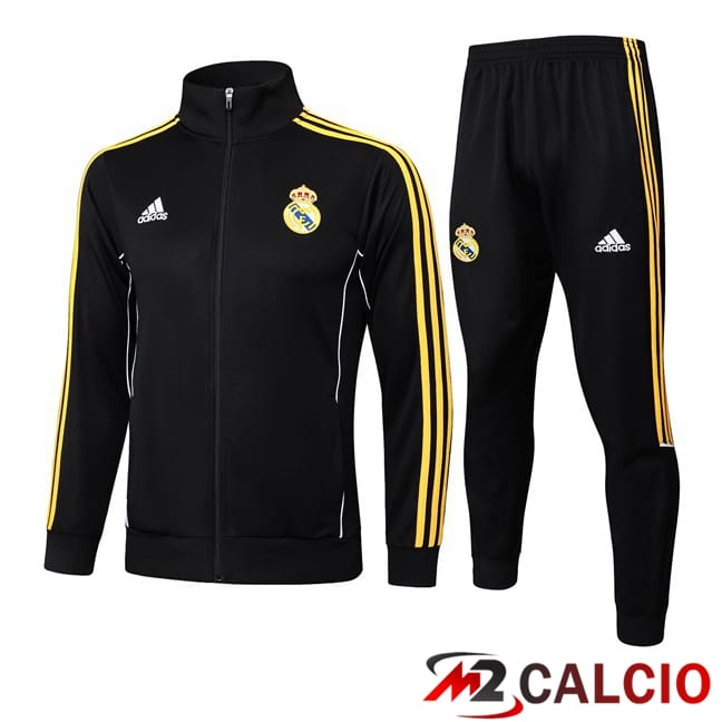 Maglie Calcio Personalizzate,Tute Calcio Squadre,Maglia Nazionale Italiana Calcio | Insieme Tuta Calcio - Giacca Real Madrid Nero 2025/2026