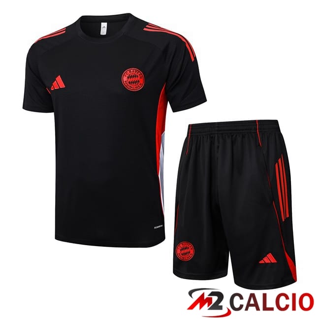 Maglie Calcio Personalizzate,Tute Calcio Squadre,Maglia Nazionale Italiana Calcio | Insieme T Shirt Allenamento Bayern Monaco + Pantaloncini Nero 2025/2026