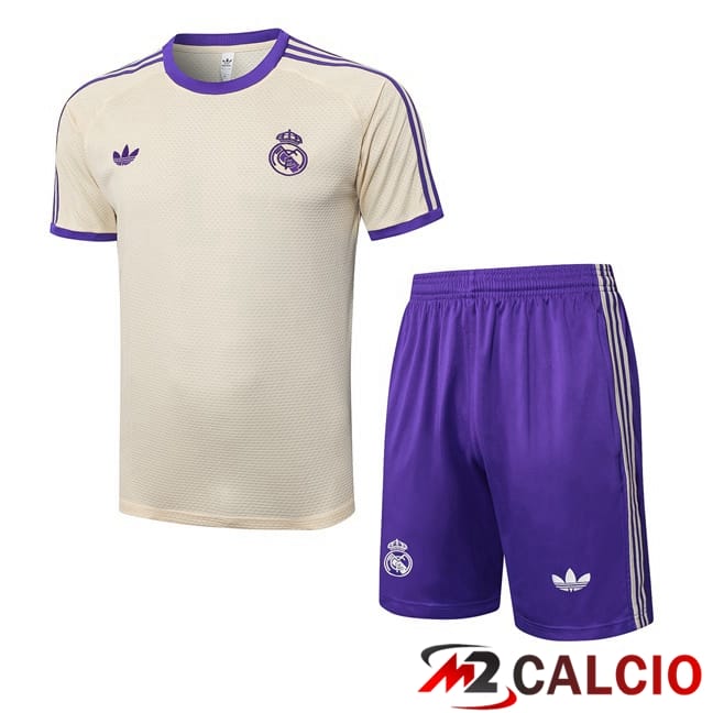 Insieme T Shirt Allenamento Real Madrid + Pantaloncini Giallo 2025/2026