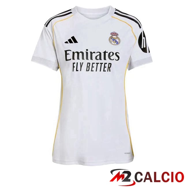 Maglie Calcio Personalizzate,Tute Calcio Squadre,Maglia Nazionale Italiana Calcio | Maglie Calcio Real Madrid Donna Prima Bianco 2025/2026