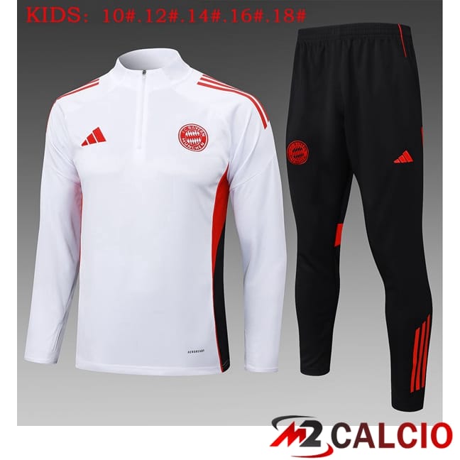 Maglie Calcio Personalizzate,Tute Calcio Squadre,Maglia Nazionale Italiana Calcio | Insieme Tuta Calcio Bayern Monaco Bambino Bianco 2025/2026