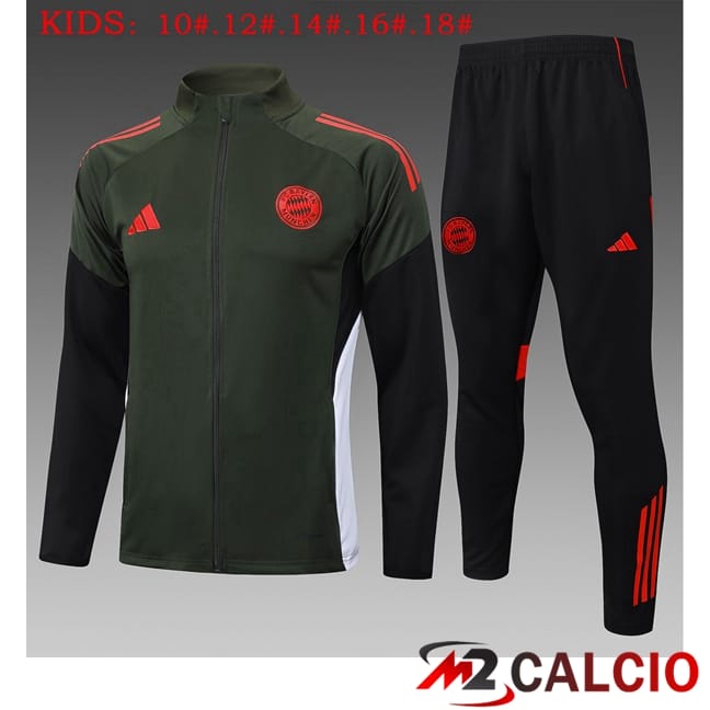 Maglie Calcio Personalizzate,Tute Calcio Squadre,Maglia Nazionale Italiana Calcio | Insieme Tuta Calcio - Giacca Bayern Monaco Bambino Verde 2025/2026