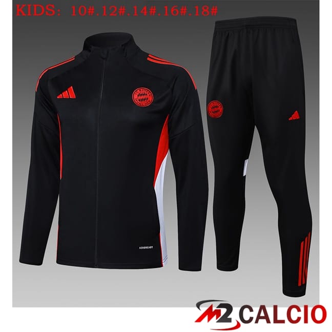 Maglie Calcio Personalizzate,Tute Calcio Squadre,Maglia Nazionale Italiana Calcio | Insieme Tuta Calcio - Giacca Bayern Monaco Bambino Nero 2025/2026