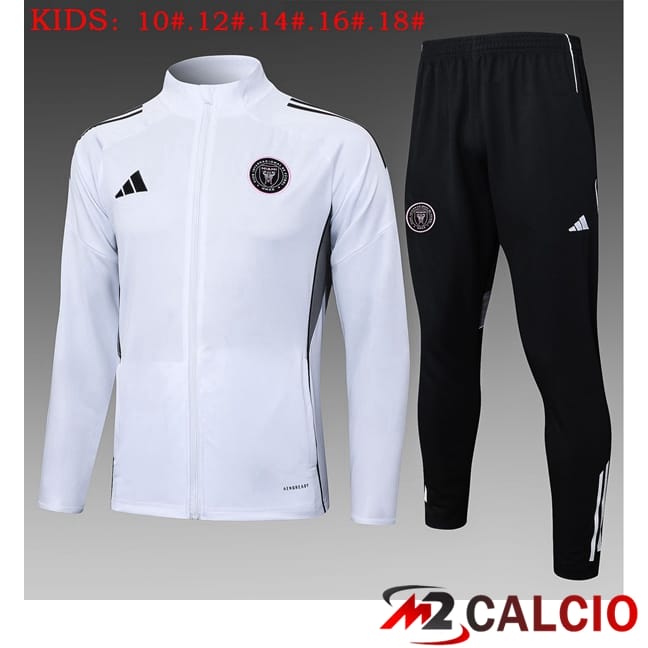 Maglie Calcio Personalizzate,Tute Calcio Squadre,Maglia Nazionale Italiana Calcio | Insieme Tuta Calcio - Giacca Inter Miami CF Bambino Bianco 2025/2026