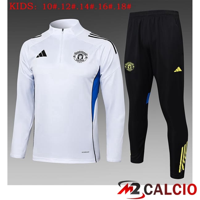 Maglie Calcio Personalizzate,Tute Calcio Squadre,Maglia Nazionale Italiana Calcio | Insieme Tuta Calcio Manchester United Bambino Bianco 2025/2026