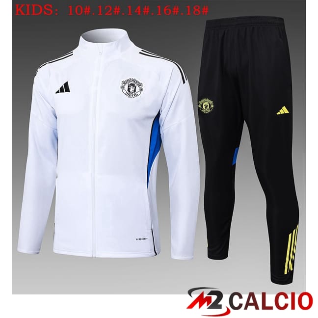 Maglie Calcio Personalizzate,Tute Calcio Squadre,Maglia Nazionale Italiana Calcio | Insieme Tuta Calcio - Giacca Manchester United Bambino Bianco 2025/2026