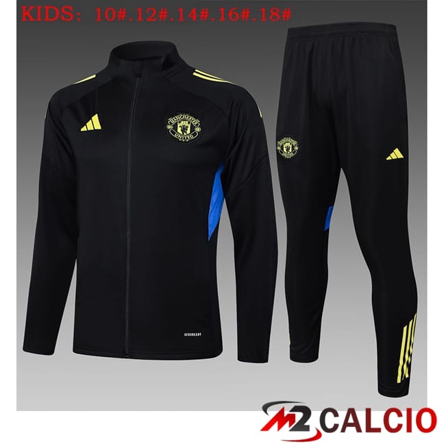 Maglie Calcio Personalizzate,Tute Calcio Squadre,Maglia Nazionale Italiana Calcio | Insieme Tuta Calcio - Giacca Manchester United Bambino Nero 2025/2026