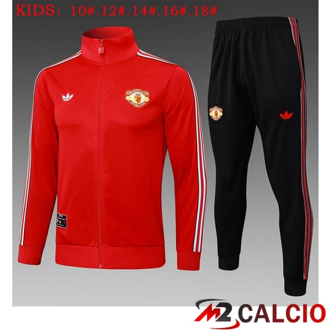 Maglie Calcio Personalizzate,Tute Calcio Squadre,Maglia Nazionale Italiana Calcio | Insieme Tuta Calcio - Giacca Manchester United Bambino Rosso 2025/2026