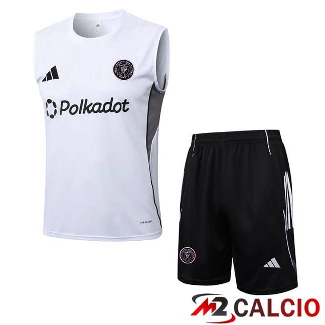Maglie Calcio Personalizzate,Tute Calcio Squadre,Maglia Nazionale Italiana Calcio | Canotta Allenamento Inter Miami CF + Pantaloncini Bianco 2025/2026