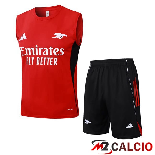 Maglie Calcio Personalizzate,Tute Calcio Squadre,Maglia Nazionale Italiana Calcio | Canotta Allenamento Arsenal + Pantaloncini Rosso 2025/2026