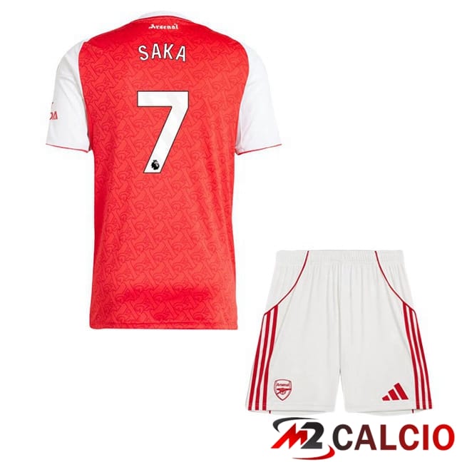 Maglie Calcio Personalizzate,Tute Calcio Squadre,Maglia Nazionale Italiana Calcio | Maglie Calcio Arsenal (SAKA 7) Bambino Prima Rosso Bianco 2025/2026