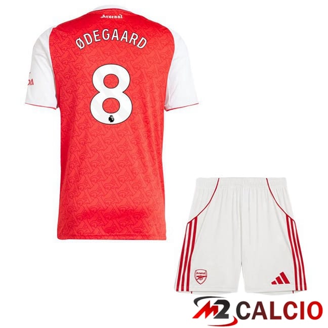 Maglie Calcio Personalizzate,Tute Calcio Squadre,Maglia Nazionale Italiana Calcio | Maglie Calcio Arsenal (ØDEGAARD 8) Bambino Prima Rosso Bianco 2025/2026
