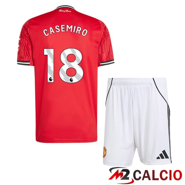 Maglie Calcio Personalizzate,Tute Calcio Squadre,Maglia Nazionale Italiana Calcio | Maglie Calcio Manchester United (CASEMIRO 18) Bambino Prima Rosso 2025/2026