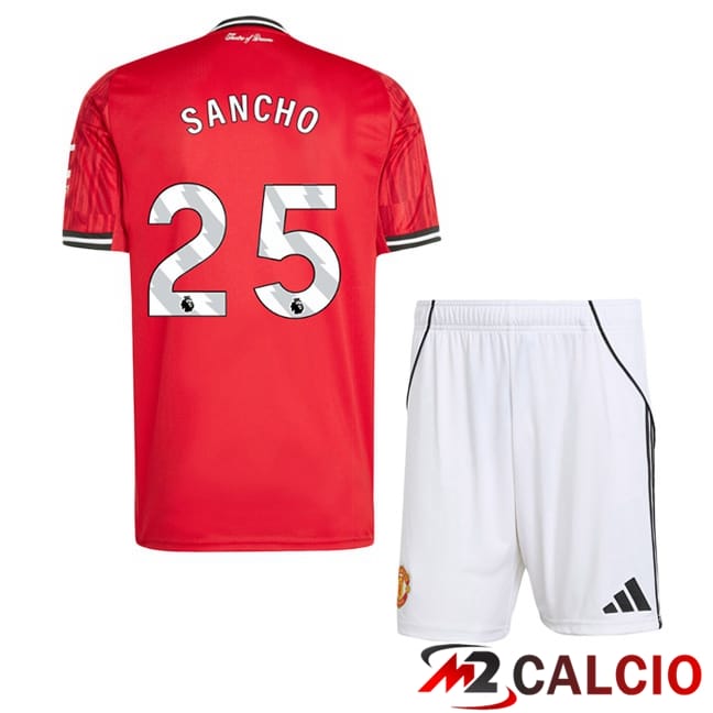 Maglie Calcio Personalizzate,Tute Calcio Squadre,Maglia Nazionale Italiana Calcio | Maglie Calcio Manchester United (SANCHO 25) Bambino Prima Rosso 2025/2026