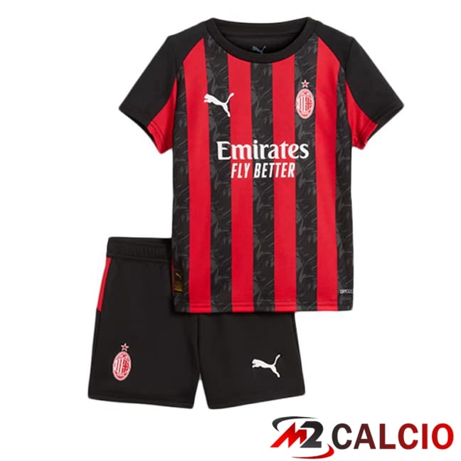 Maglie Calcio Personalizzate,Tute Calcio Squadre,Maglia Nazionale Italiana Calcio | Maglie Calcio AC Milan Bambino Prima Rosso Nero 2025/2026