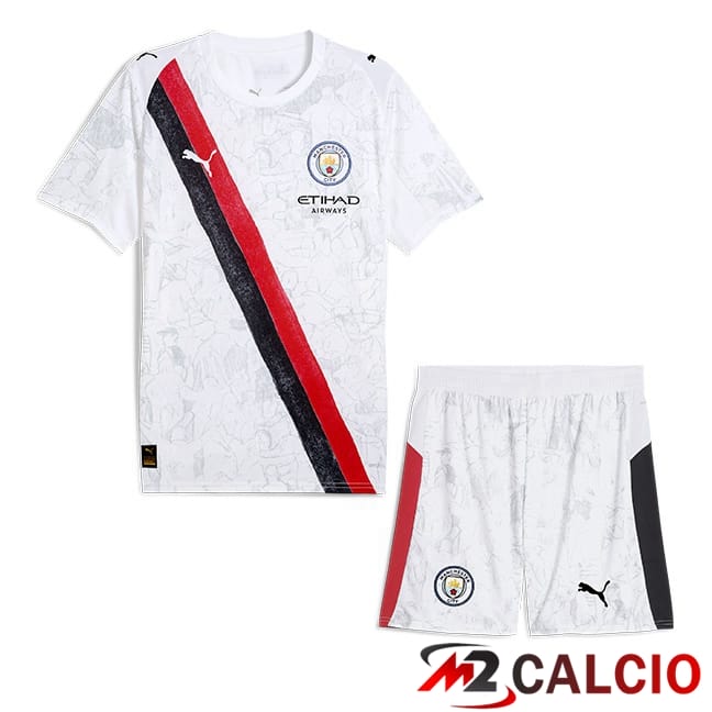 Maglie Calcio Personalizzate,Tute Calcio Squadre,Maglia Nazionale Italiana Calcio | Maglie Calcio Manchester City Club World Cup Bambino Prima Bianco 2025/2026