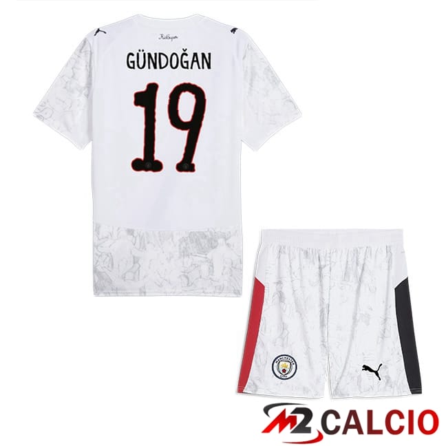 Maglie Calcio Personalizzate,Tute Calcio Squadre,Maglia Nazionale Italiana Calcio | Maglie Calcio Manchester City Club World Cup (Ilkay Gündoğan 19) Bambino Prima Bianco 2025/2026
