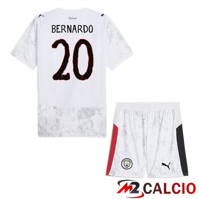 Maglie Calcio Personalizzate,Tute Calcio Squadre,Maglia Nazionale Italiana Calcio | Maglie Calcio Manchester City Club World Cup (Bernardo Silva 20) Bambino Prima Bianco 2025/2026