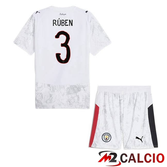 Maglie Calcio Personalizzate,Tute Calcio Squadre,Maglia Nazionale Italiana Calcio | Maglie Calcio Manchester City Club World Cup (Ruben Dias 3) Bambino Prima Bianco 2025/2026