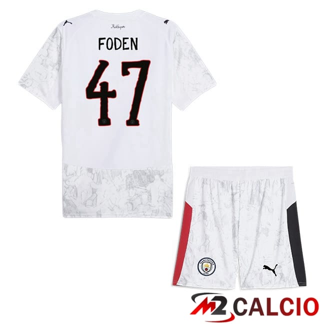 Maglie Calcio Personalizzate,Tute Calcio Squadre,Maglia Nazionale Italiana Calcio | Maglie Calcio Manchester City Club World Cup (Phil Foden 47) Bambino Prima Bianco 2025/2026