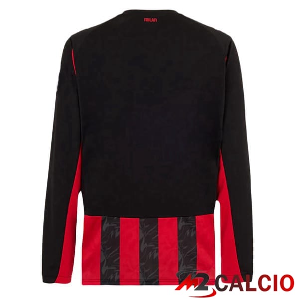 Maglie Calcio AC Milan Prima Manica Lunga Rosso Nero 2025/2026