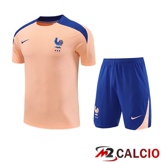 Maglie Calcio Personalizzate,Tute Calcio Squadre,Maglia Nazionale Italiana Calcio | Insieme T Shirt Allenamento Francia Bambino Rosa/Blu 2025/2026