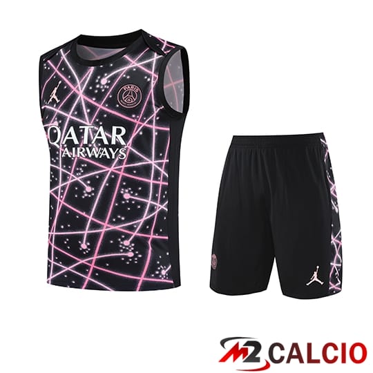 Maglie Calcio Personalizzate,Tute Calcio Squadre,Maglia Nazionale Italiana Calcio | Canotta Allenamento PSG Bambino Nero/Rosa 2025/2026