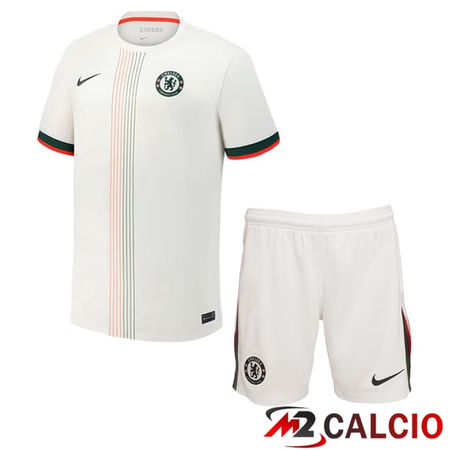 Maglie Calcio Personalizzate,Tute Calcio Squadre,Maglia Nazionale Italiana Calcio | Maglie Calcio FC Chelsea Bambino Seconda Bianco 2025/2026