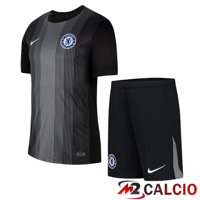 Maglie Calcio Personalizzate,Tute Calcio Squadre,Maglia Nazionale Italiana Calcio | Maglie Calcio FC Chelsea Bambino Portiere Nero 2025/2026