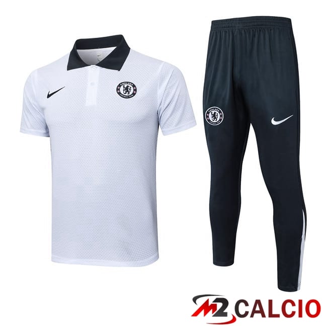 Maglie Calcio Personalizzate,Tute Calcio Squadre,Maglia Nazionale Italiana Calcio | Insieme Polo FC Chelsea + Pantaloni Bianco 2025/2026