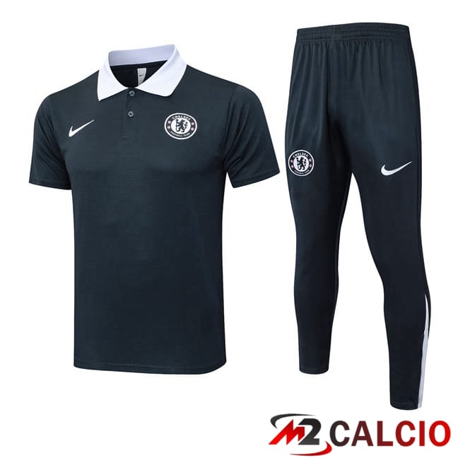 Maglie Calcio Personalizzate,Tute Calcio Squadre,Maglia Nazionale Italiana Calcio | Insieme Polo FC Chelsea + Pantaloni Grigio 2025/2026